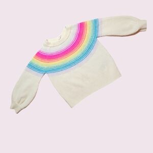 Baby GAP Girl's Colorful Rainbow Cream Knit Sweater Size 2T